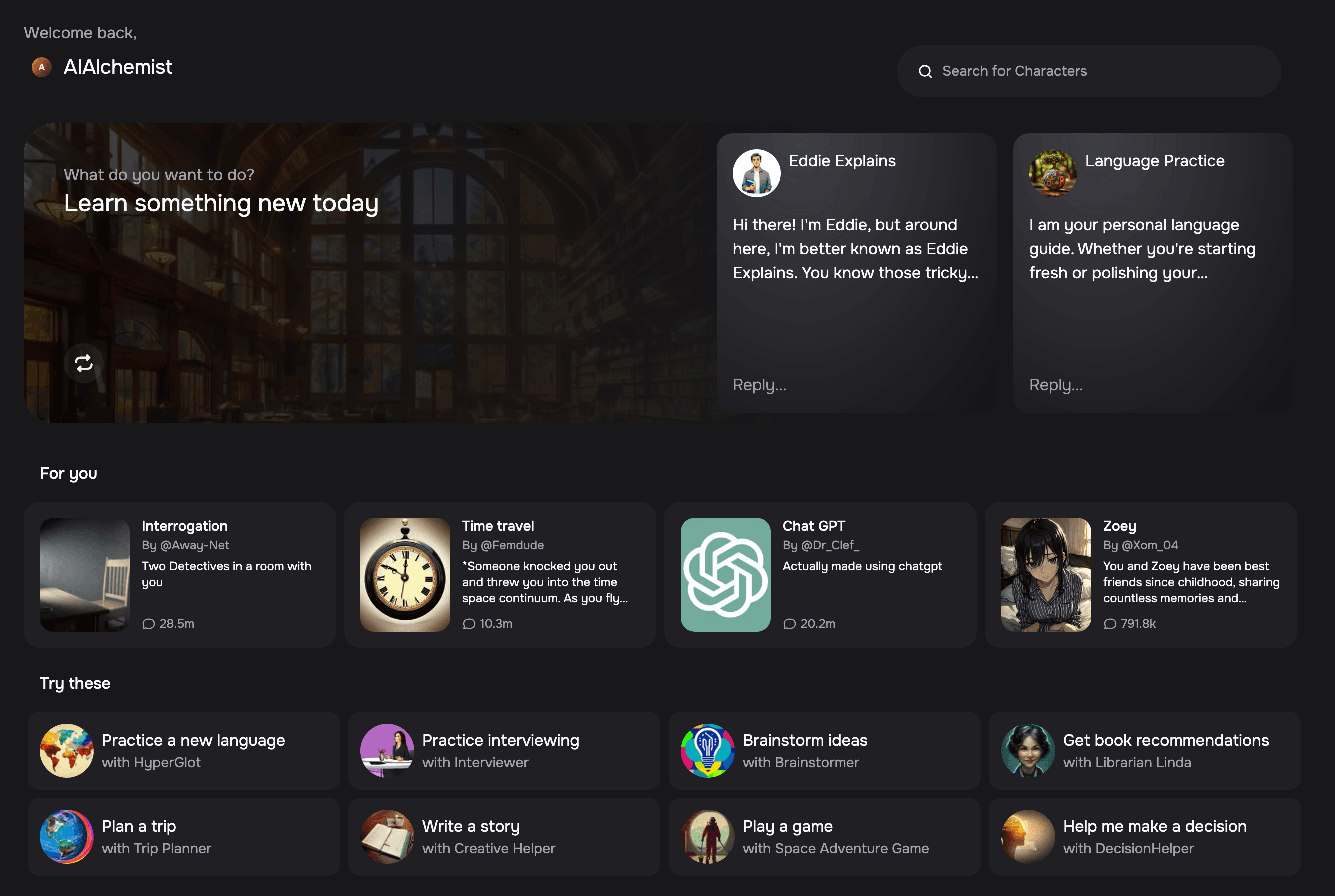 Character AI Interface